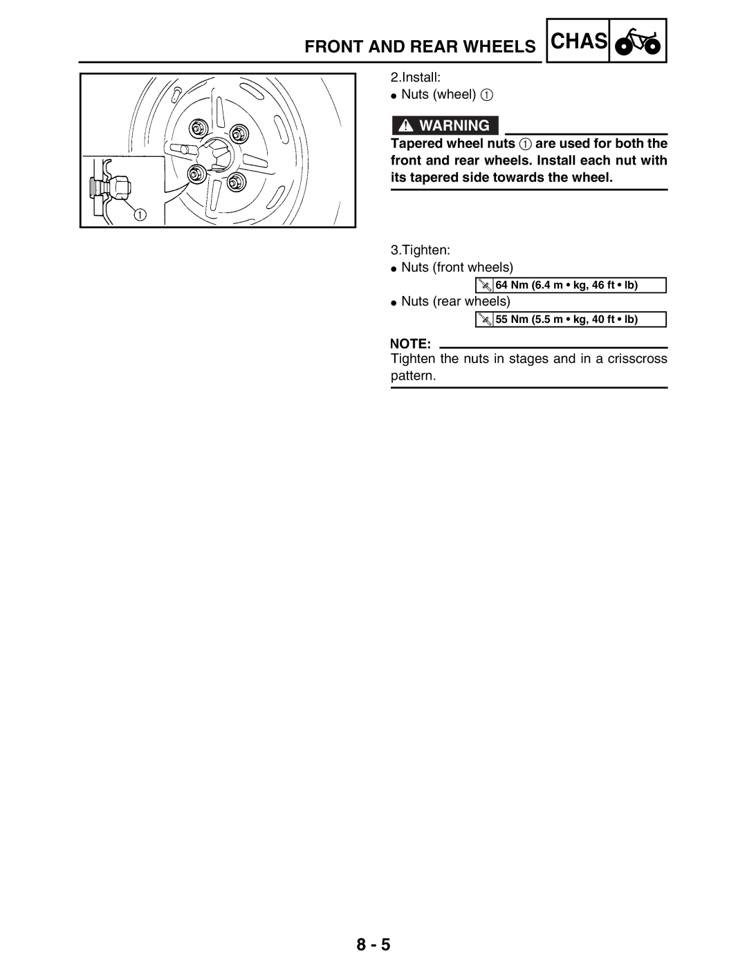 Yamaha LIT-11616-16-02, 5TE-F8197-10 service manual Install Nuts wheel 