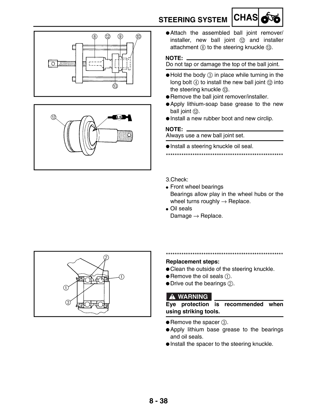 Yamaha 5TE-F8197-10, LIT-11616-16-02 service manual Eye protection is recommended when using striking tools 