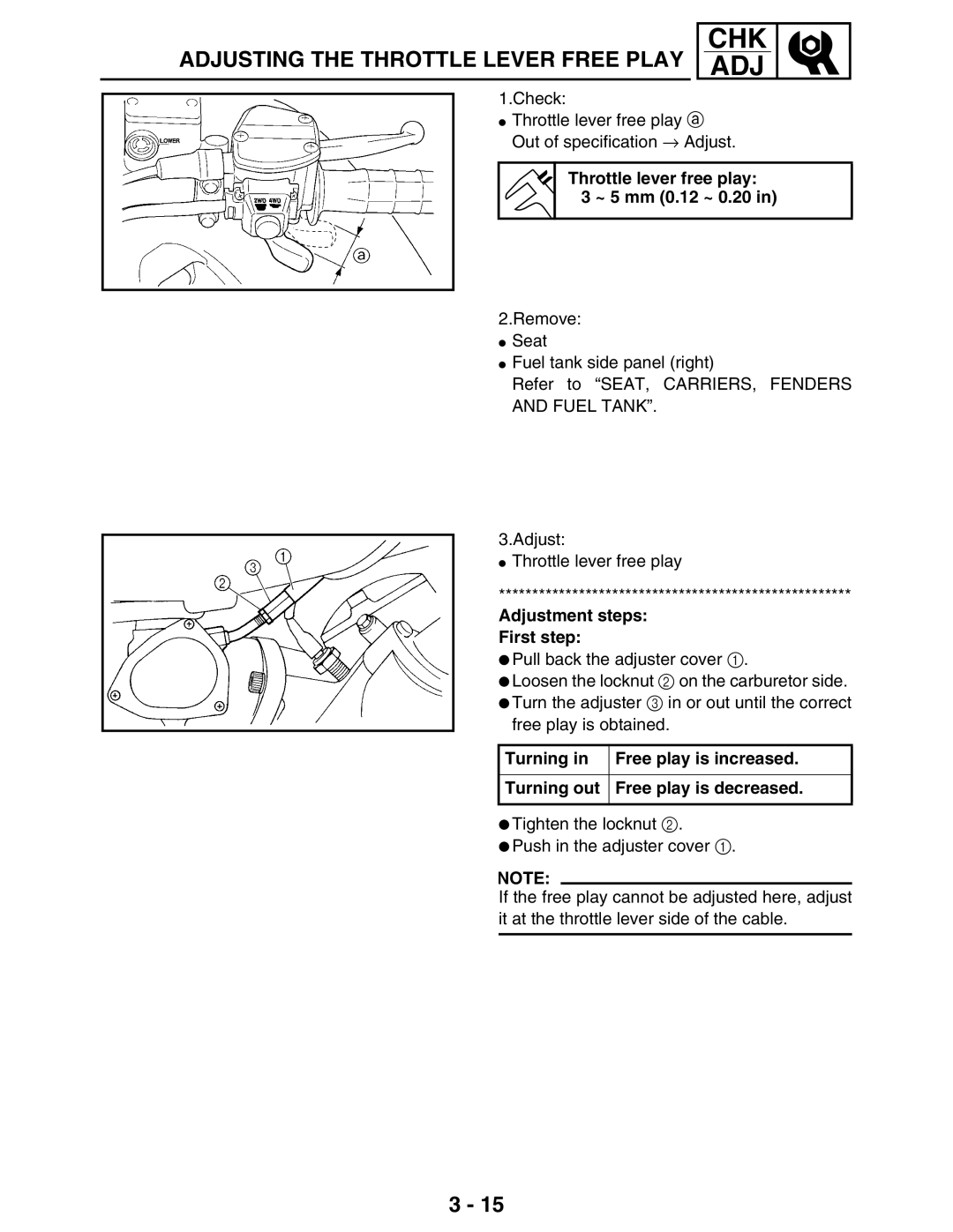 Yamaha LIT-11616-16-02, 5TE-F8197-10 service manual Adjustment steps First step 