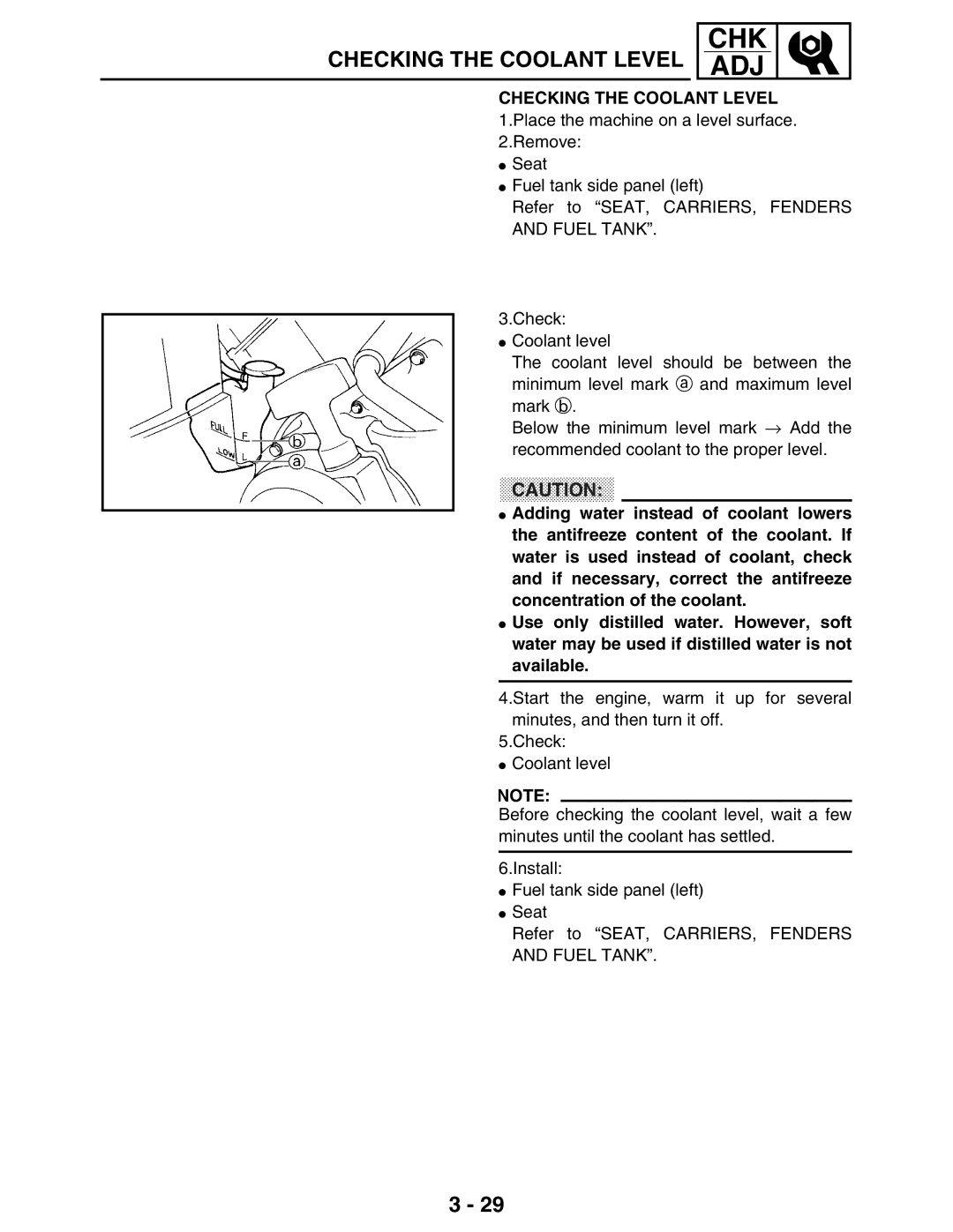 Yamaha LIT-11616-16-02, 5TE-F8197-10 service manual Checking the Coolant Level 