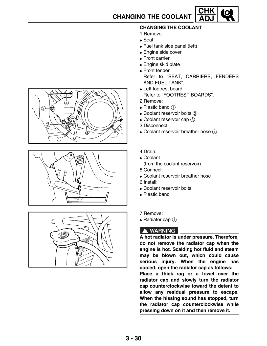 Yamaha 5TE-F8197-10, LIT-11616-16-02 service manual Changing the Coolant 