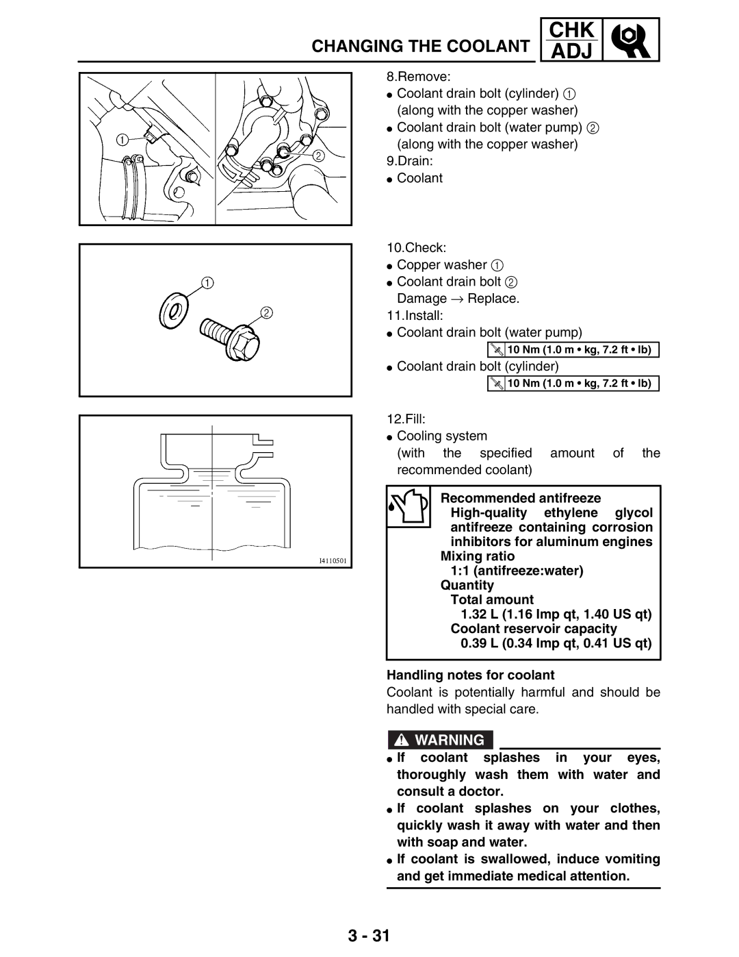 Yamaha LIT-11616-16-02, 5TE-F8197-10 service manual 10 Nm 1.0 m kg, 7.2 ft lb 