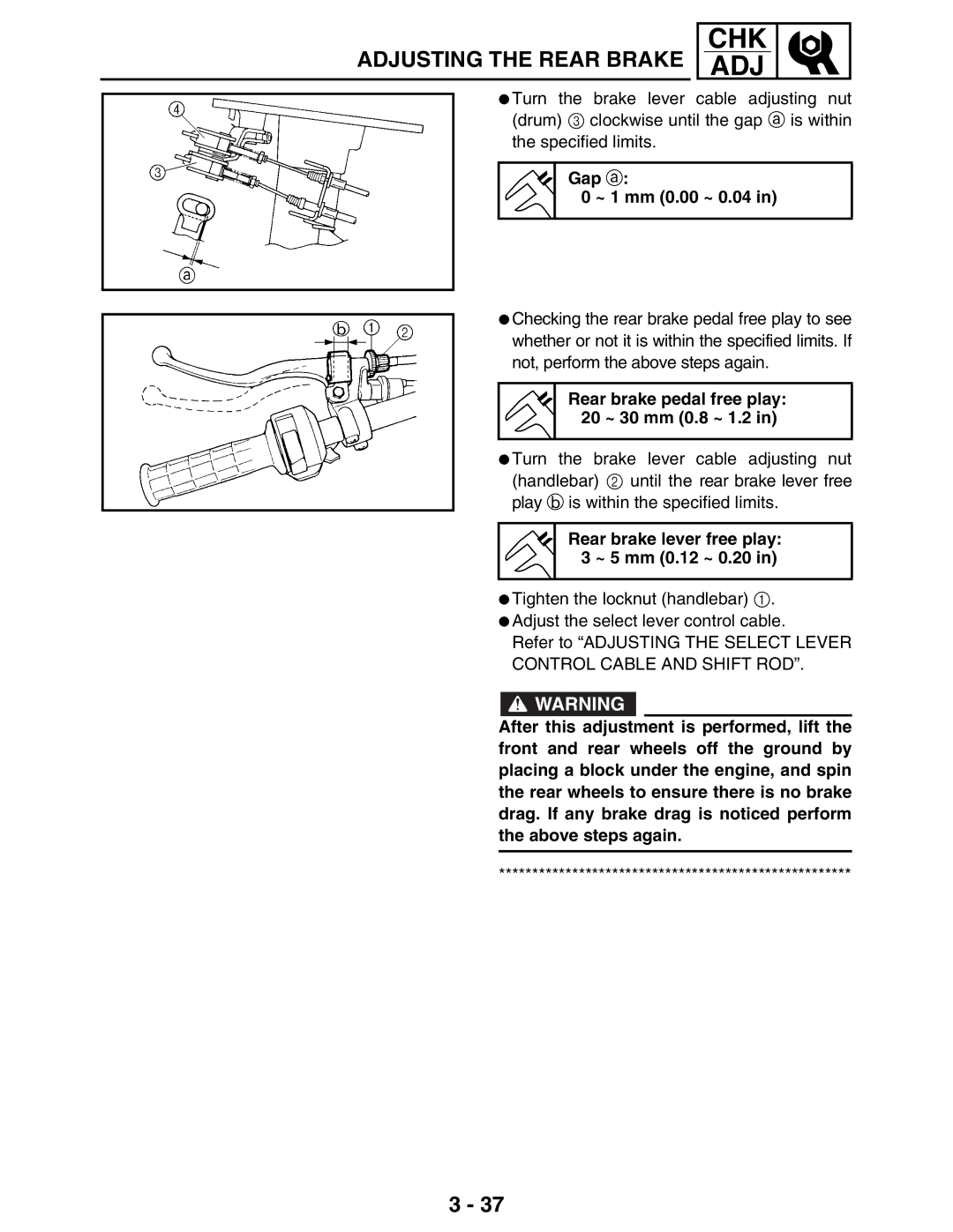 Yamaha LIT-11616-16-02, 5TE-F8197-10 service manual Gap a ~ 1 mm 0.00 ~ 0.04 