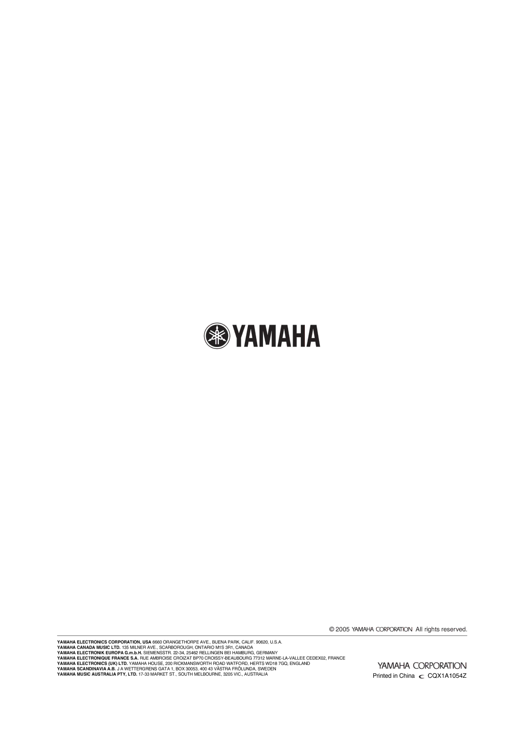 Yamaha M170 owner manual CQX1A1054Z 