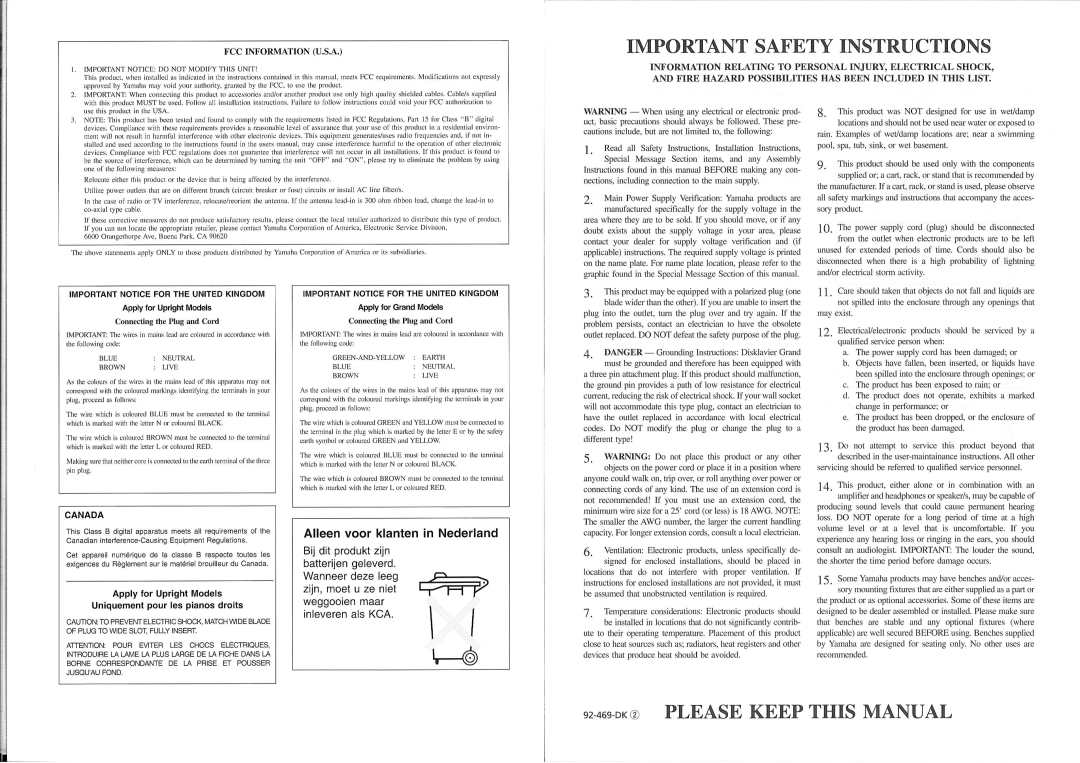 Yamaha Mark II XG Series manual 