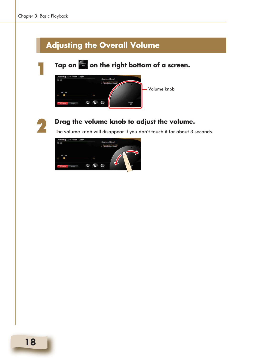 Yamaha Mark IV manual Adjusting the Overall Volume, Tap on on the right bottom of a screen 