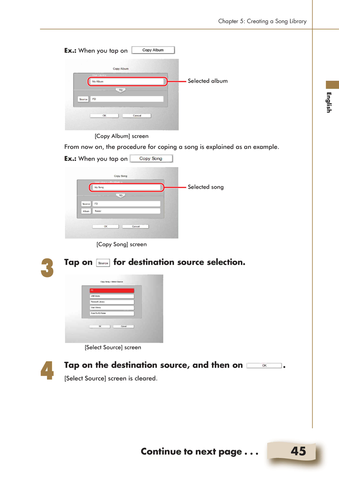 Yamaha Mark IV manual Tap on For destination source selection, Tap on the destination source, and then on 