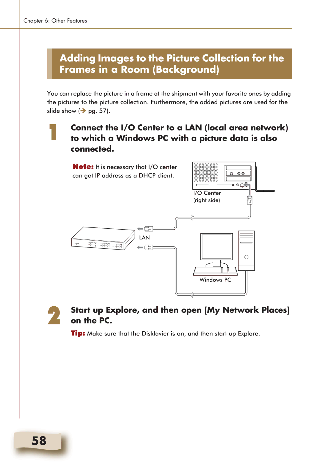 Yamaha Mark IV manual Start up Explore, and then open My Network Places on the PC 