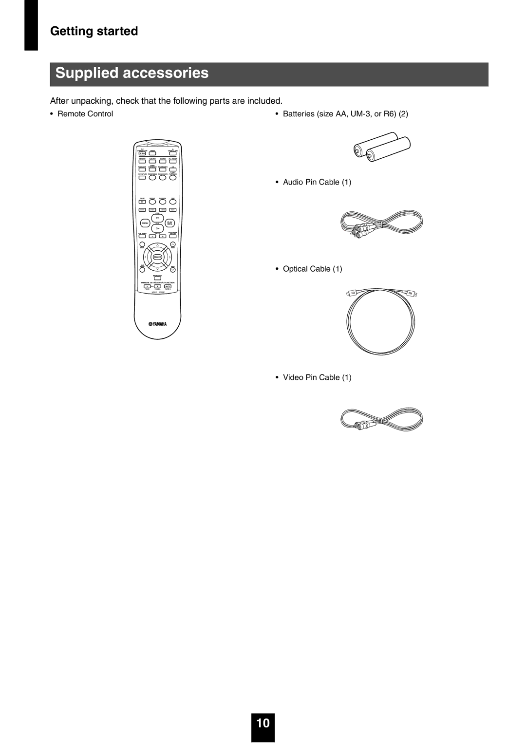 Yamaha mcx-1000 manual Supplied accessories 