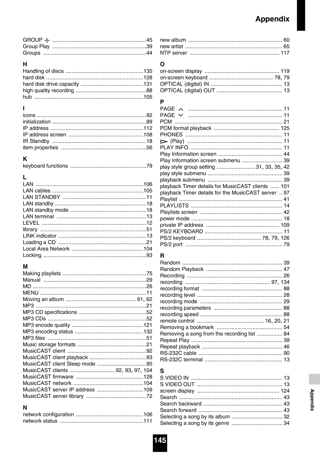 Yamaha mcx-1000 manual 145, Group 