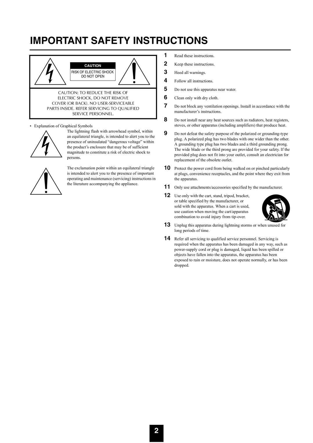 Yamaha mcx-1000 manual Iimportant Safety Instructions 