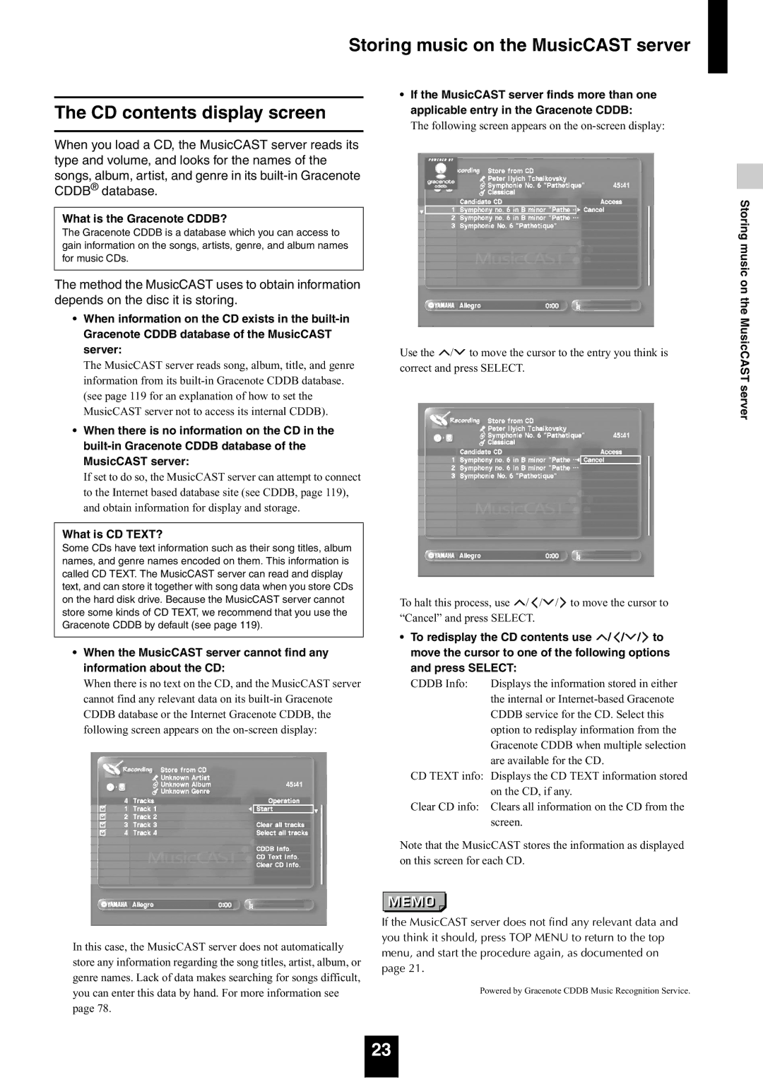 Yamaha mcx-1000 manual CD contents display screen 