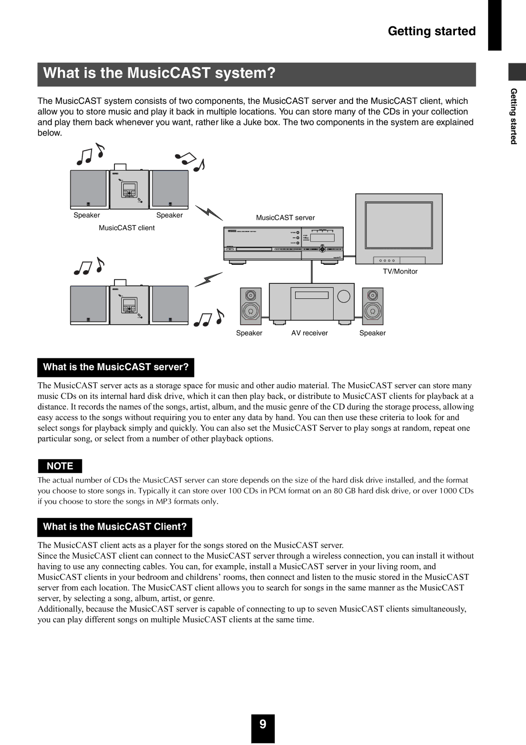 Yamaha mcx-1000 manual What is the MusicCAST system?, Getting started 