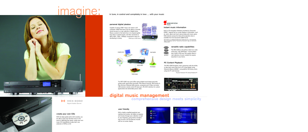 Yamaha MCX-2000 manual Digital music management, Comprehensive design meets simplicity 