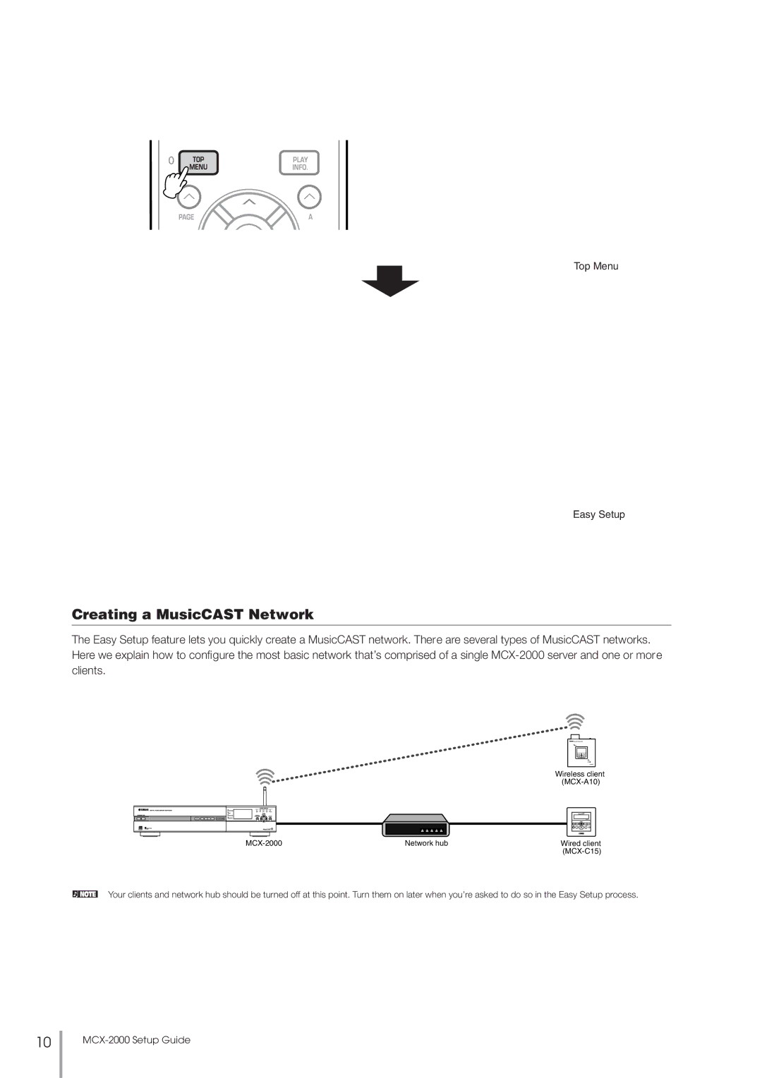 Yamaha MCX-2000 setup guide Creating a MusicCAST Network 