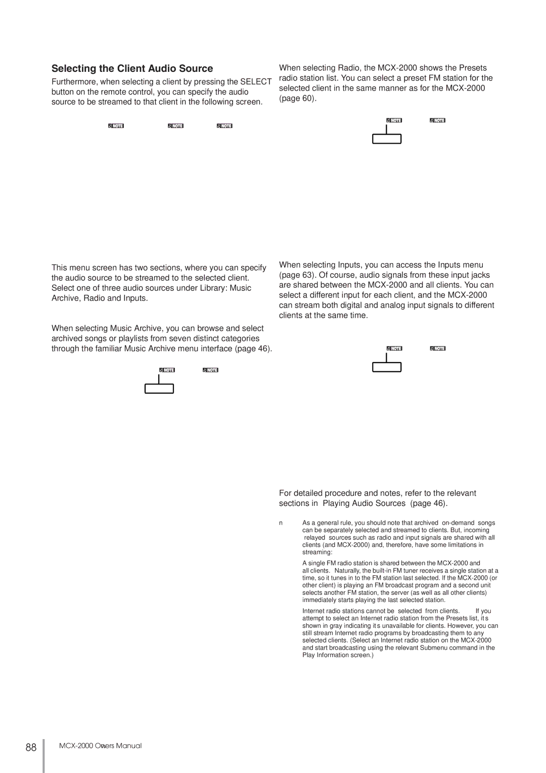 Yamaha MCX-2000 setup guide Selecting the Client Audio Source 