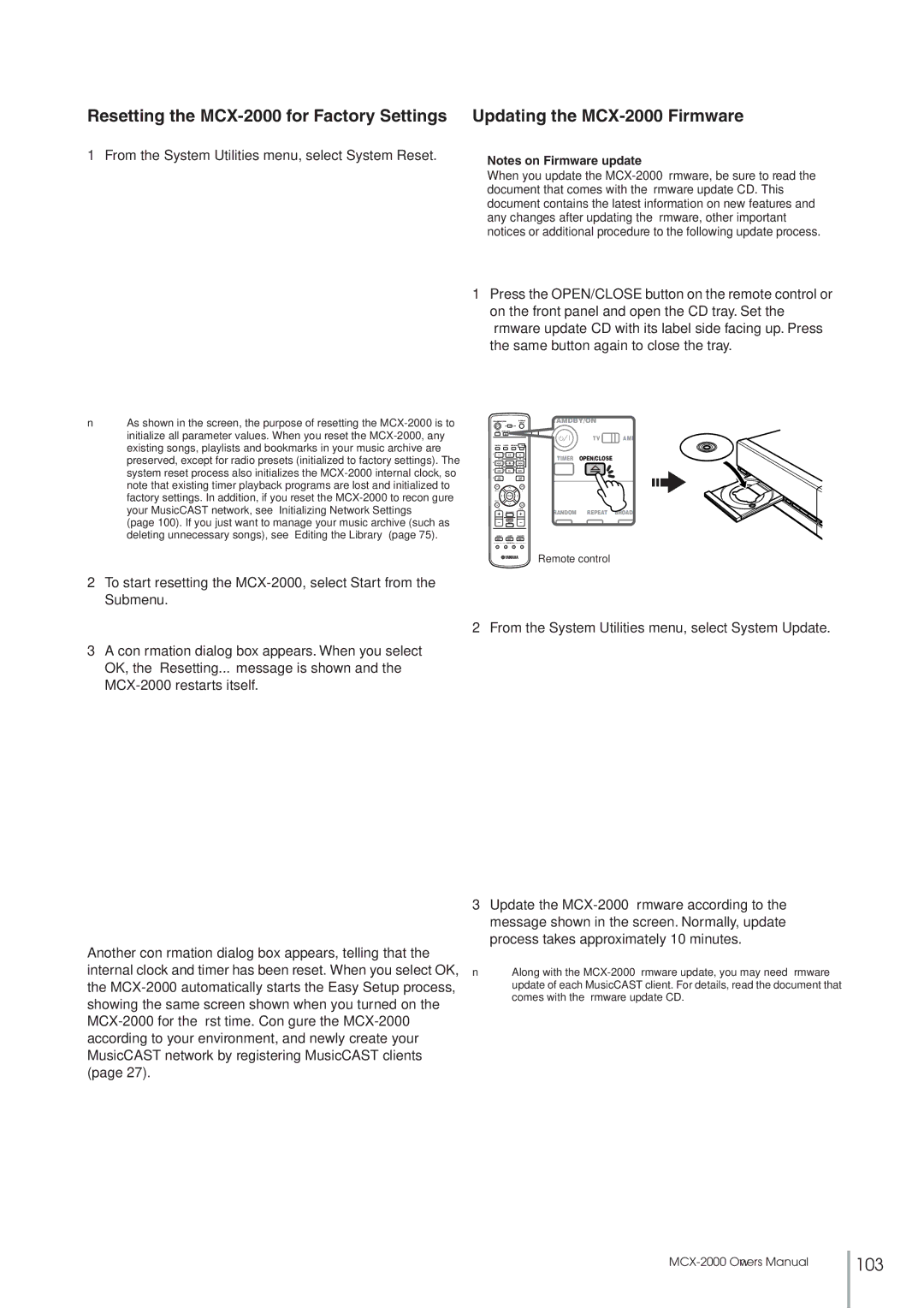 Yamaha MCX-2000 setup guide 103 