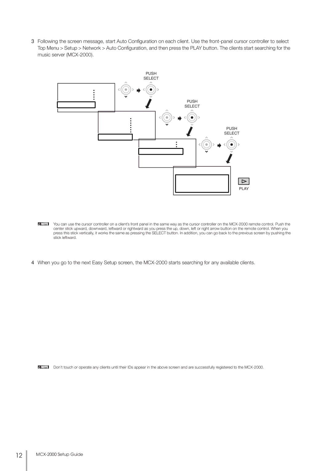 Yamaha MCX-2000 setup guide Push Select Play 