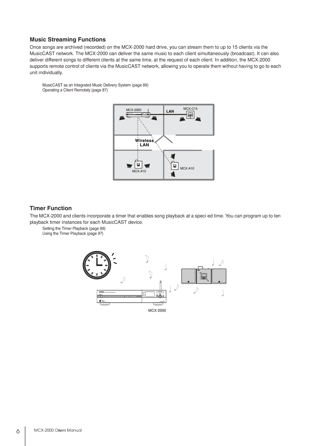 Yamaha MCX-2000 setup guide Music Streaming Functions, Timer Function 