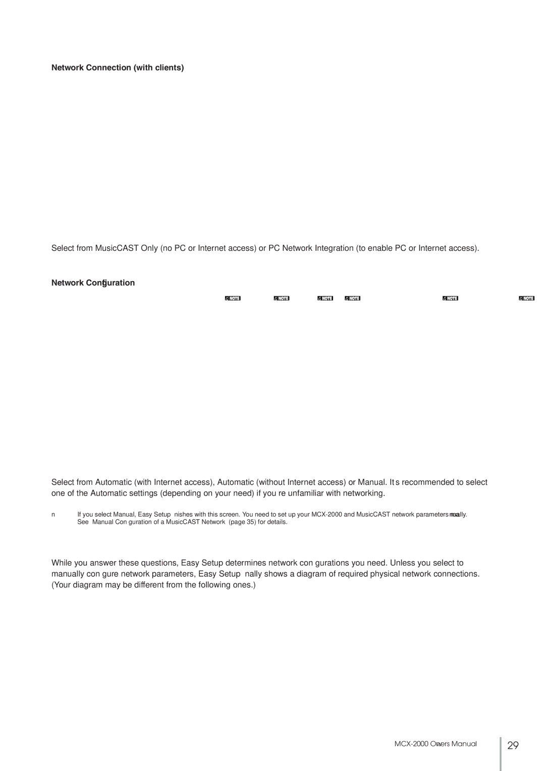 Yamaha MCX-2000 setup guide Network Connection with clients, Network Conﬁguration 