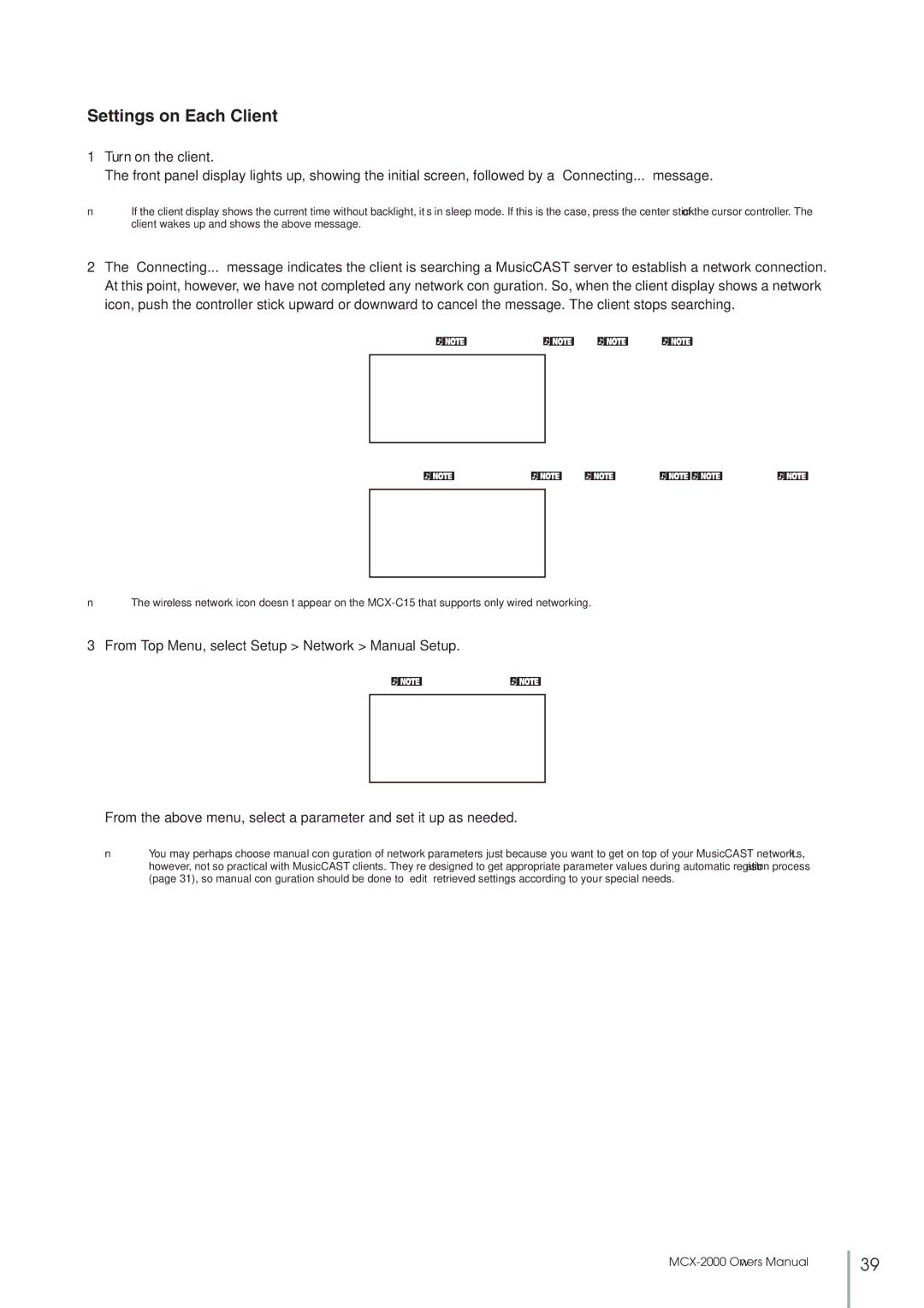 Yamaha MCX-2000 setup guide Settings on Each Client 