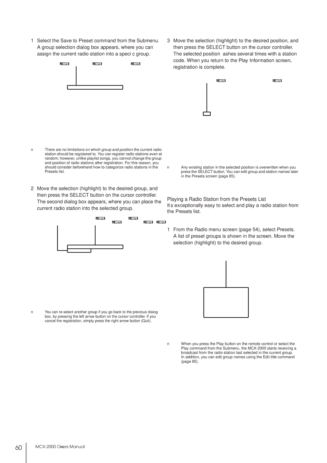 Yamaha MCX-2000 setup guide Playing a Radio Station from the Presets List 