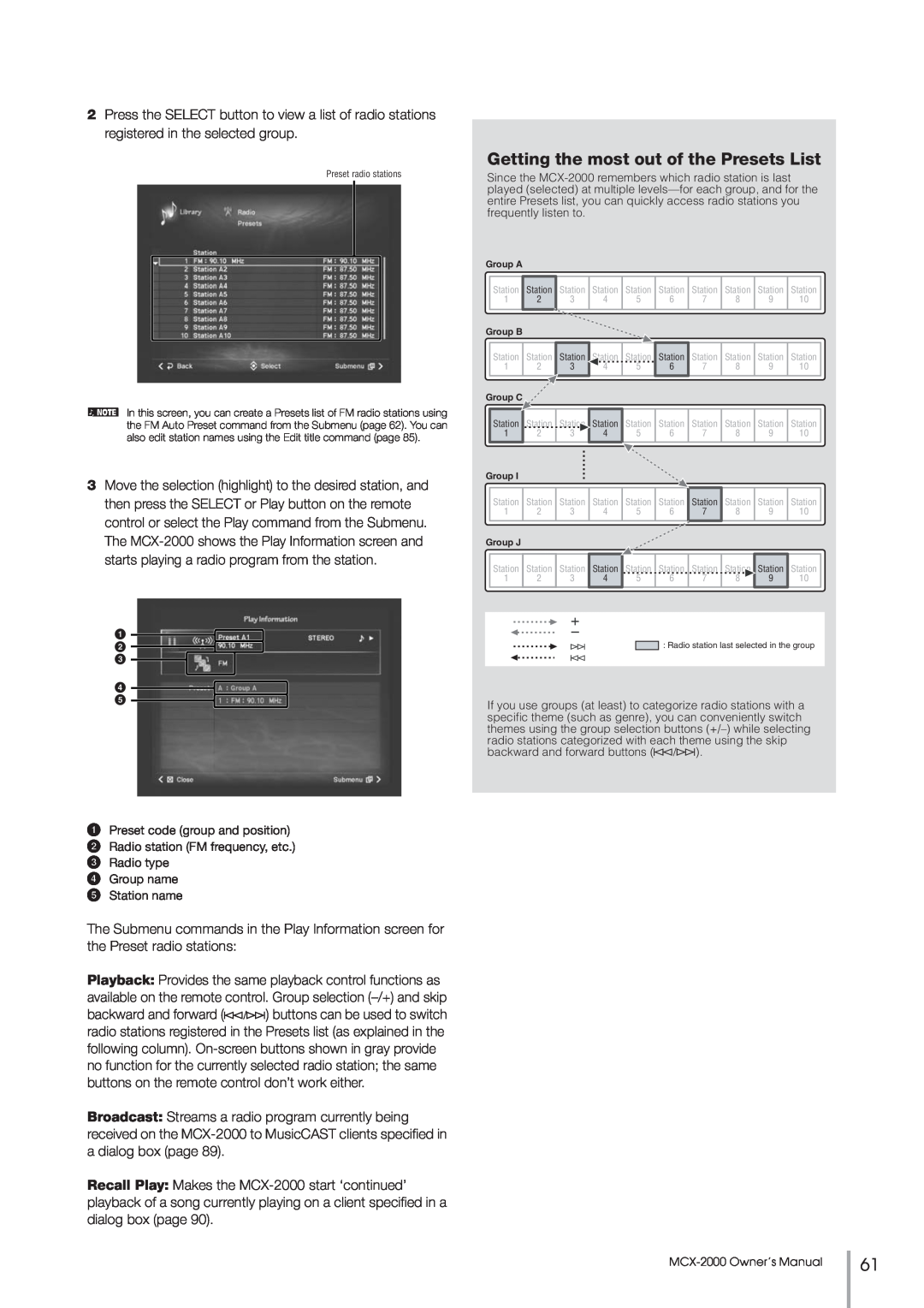 Yamaha MCX-2000 setup guide Getting the most out of the Presets List 