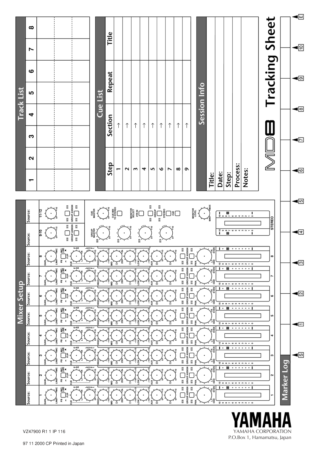 Yamaha MD8 owner manual Session Info 