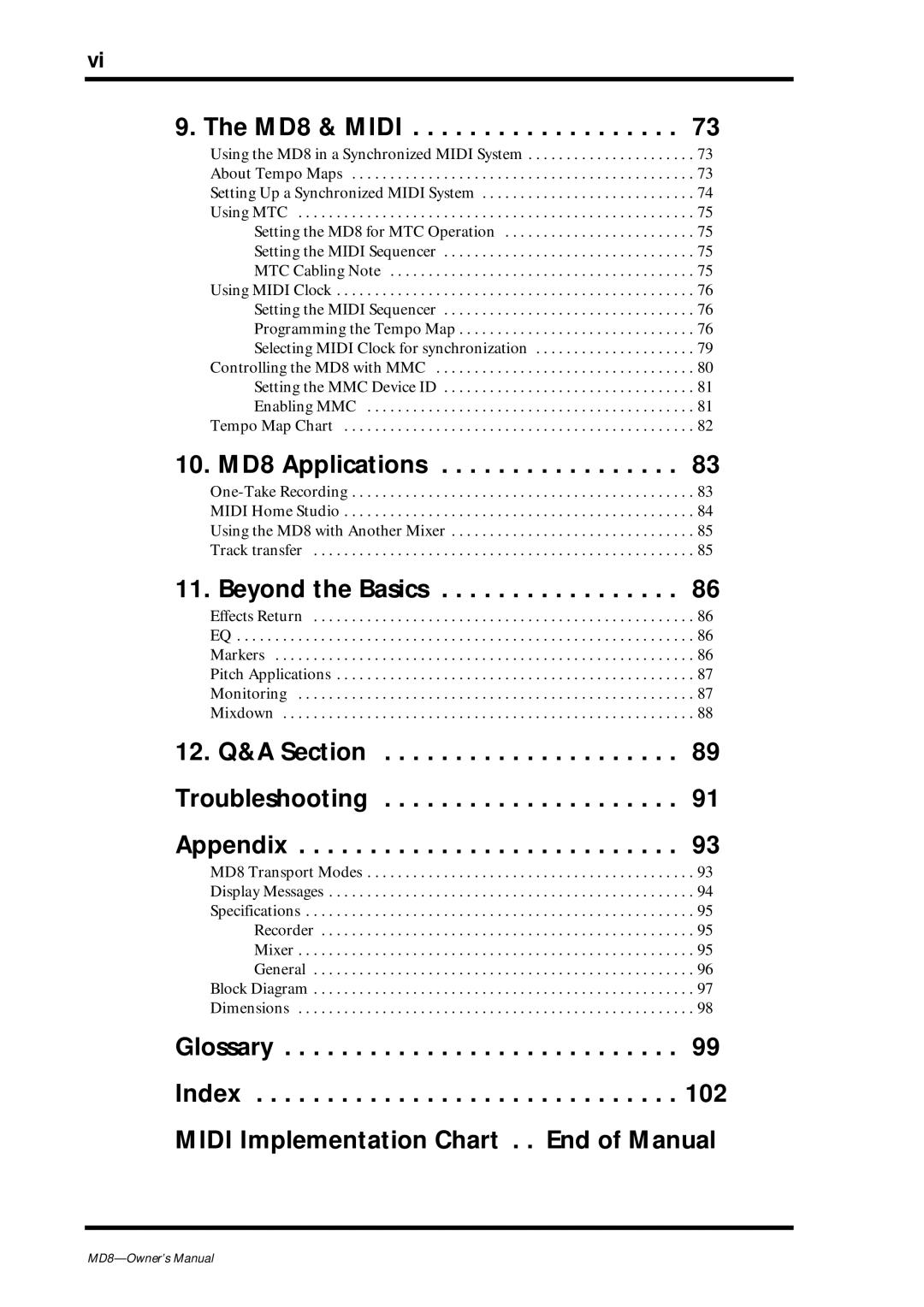 Yamaha owner manual 10. MD8 Applications 