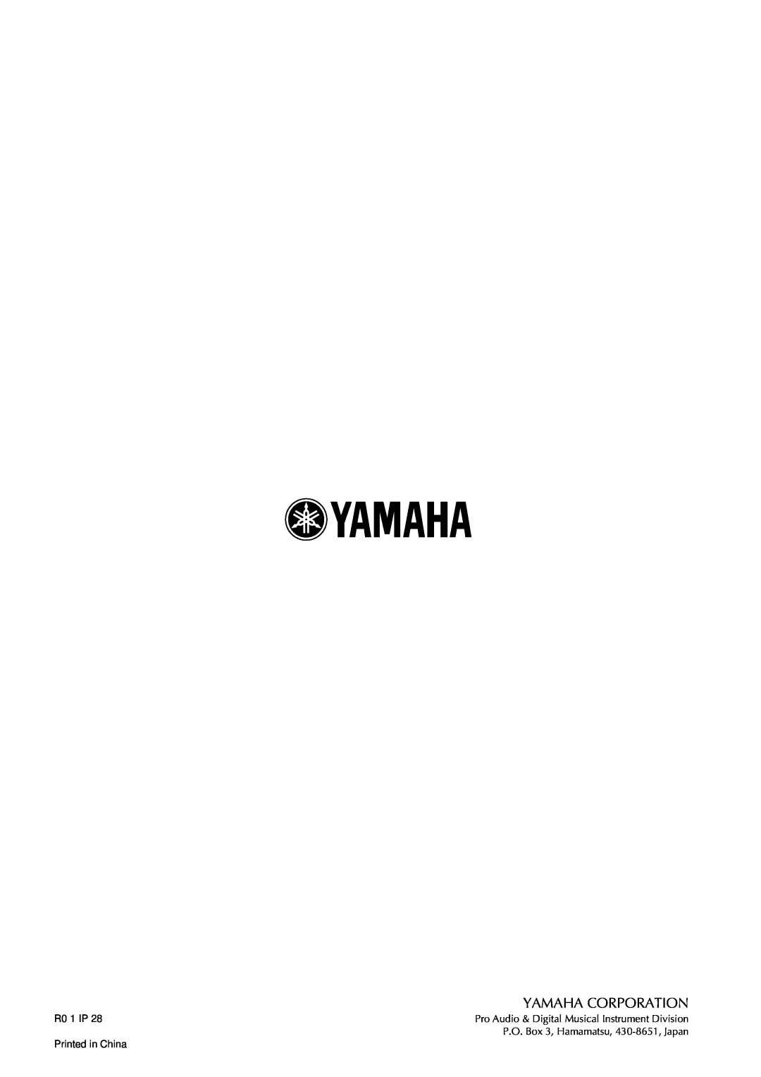 Yamaha MSP3 owner manual Yamaha Corporation, R0 1 IP, Pro Audio & Digital Musical Instrument Division 