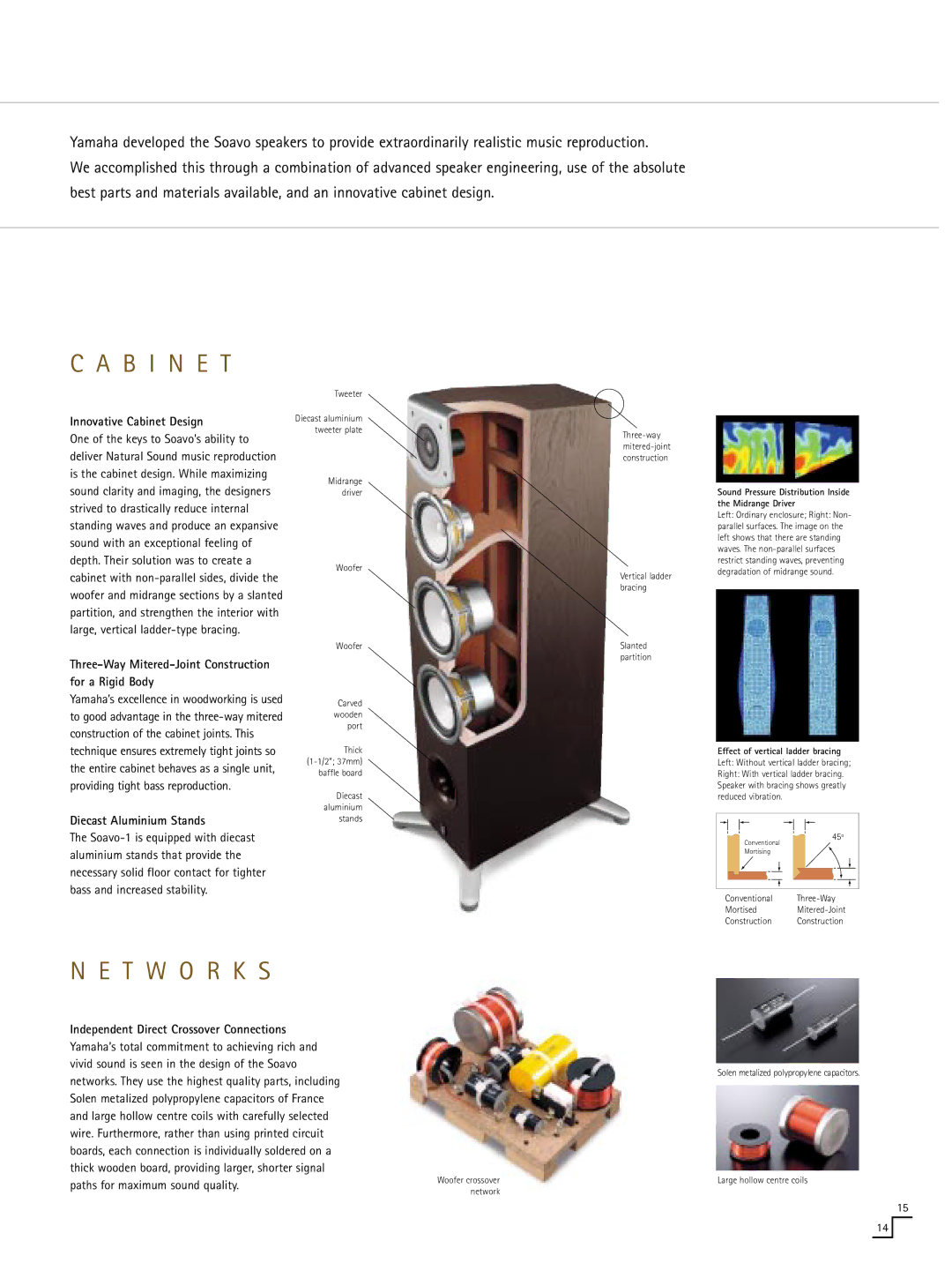 Yamaha Natural Sound Speaker System manual Innovative Cabinet Design, Three-Way Mitered-Joint Construction for a Rigid Body 