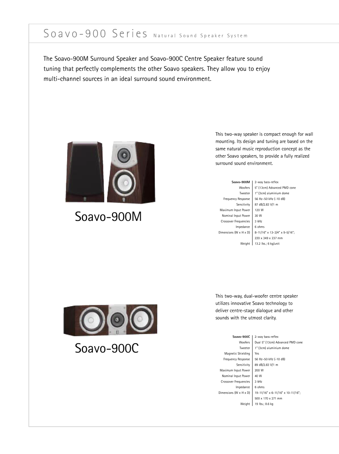 Yamaha Natural Sound Speaker System manual Soavo-900M, Soavo-900C 