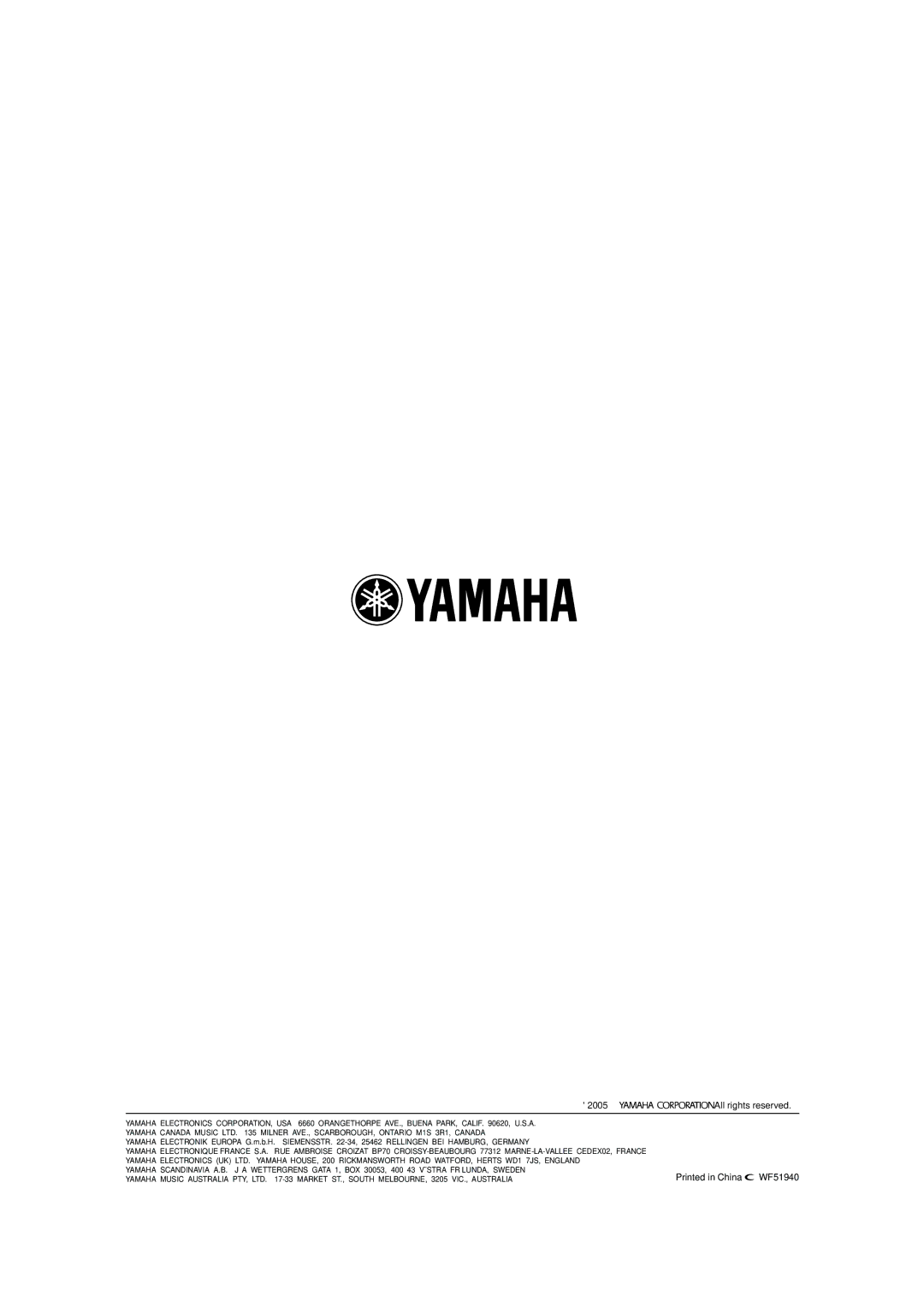 Yamaha NS-P116, NS-P110 owner manual WF51940 