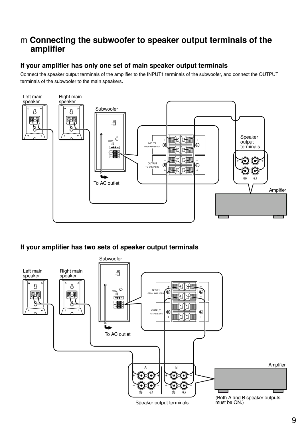 Yamaha NS-P220 owner manual If your amplifier has two sets of speaker output terminals 