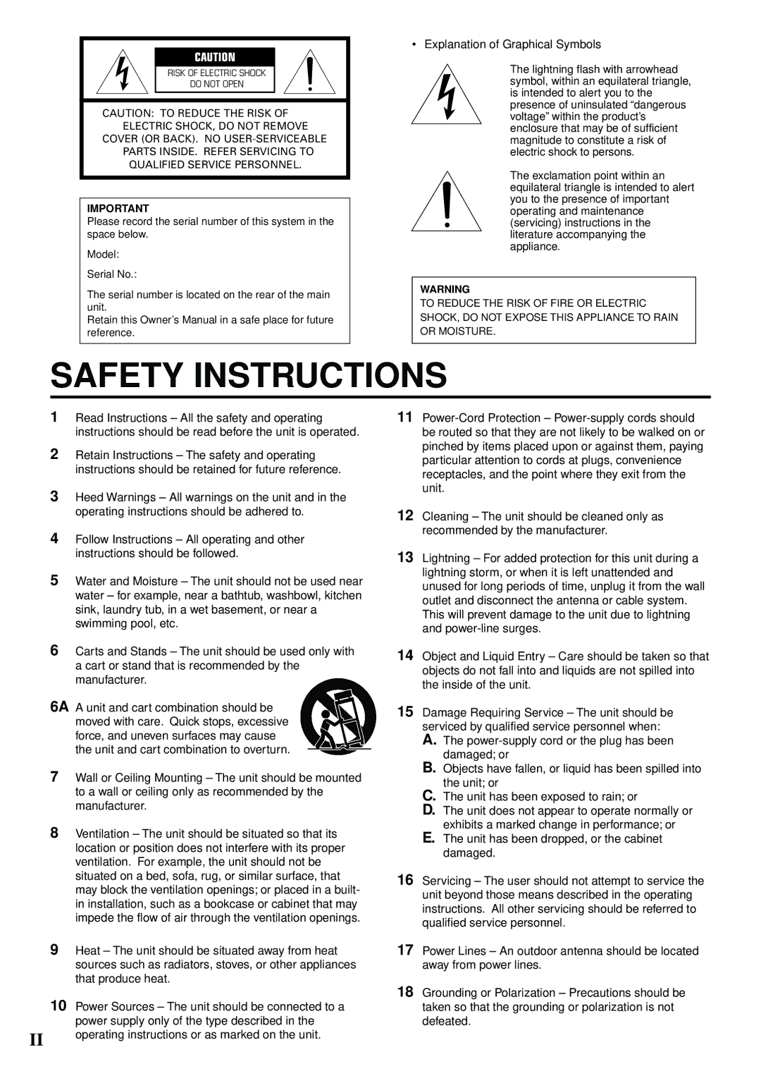 Yamaha NS-P220 owner manual Safety Instructions 