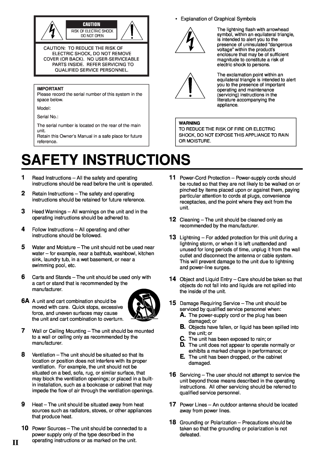 Yamaha NS-P220 owner manual Safety Instructions 