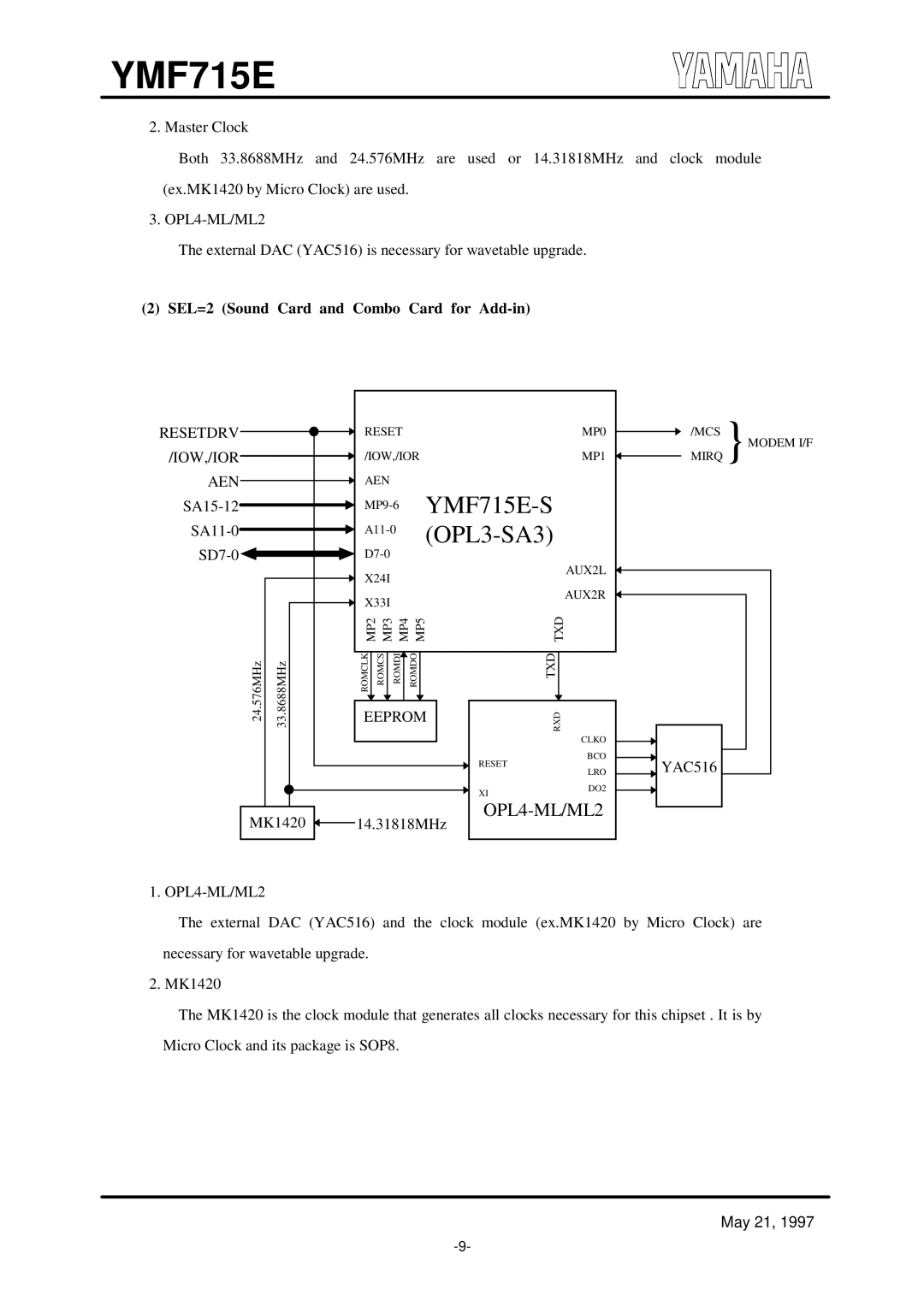 Yamaha OPL3-SA3 specifications Iow,/Ior, Aen 