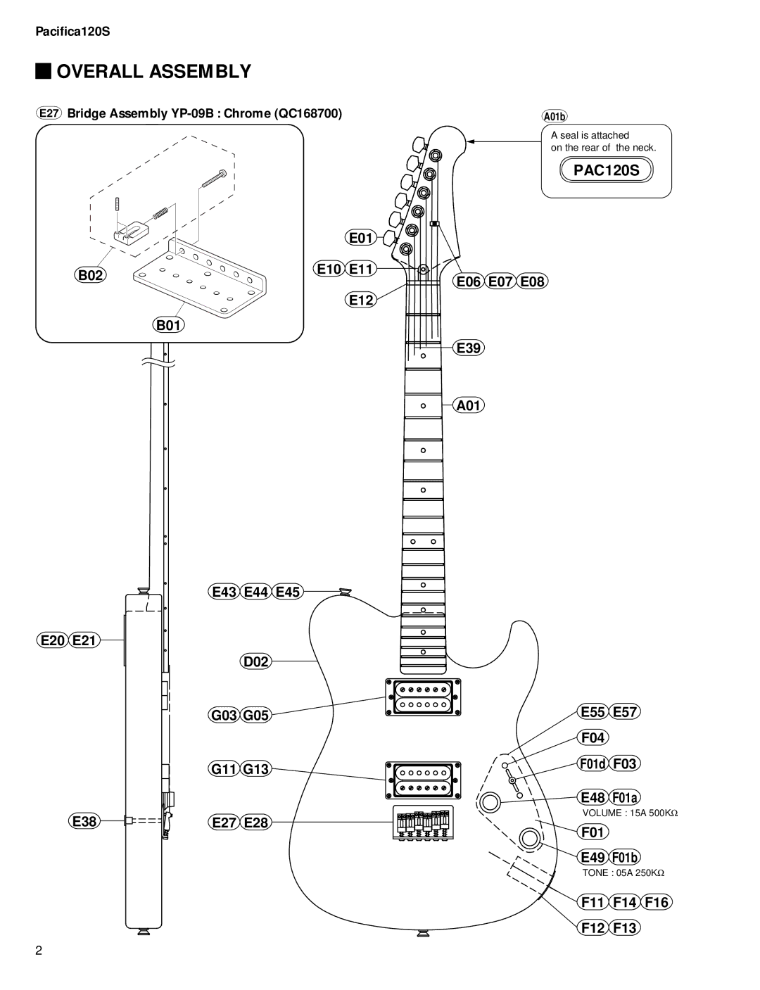 Yamaha Pacifica service manual Overall Assembly, PAC120S 