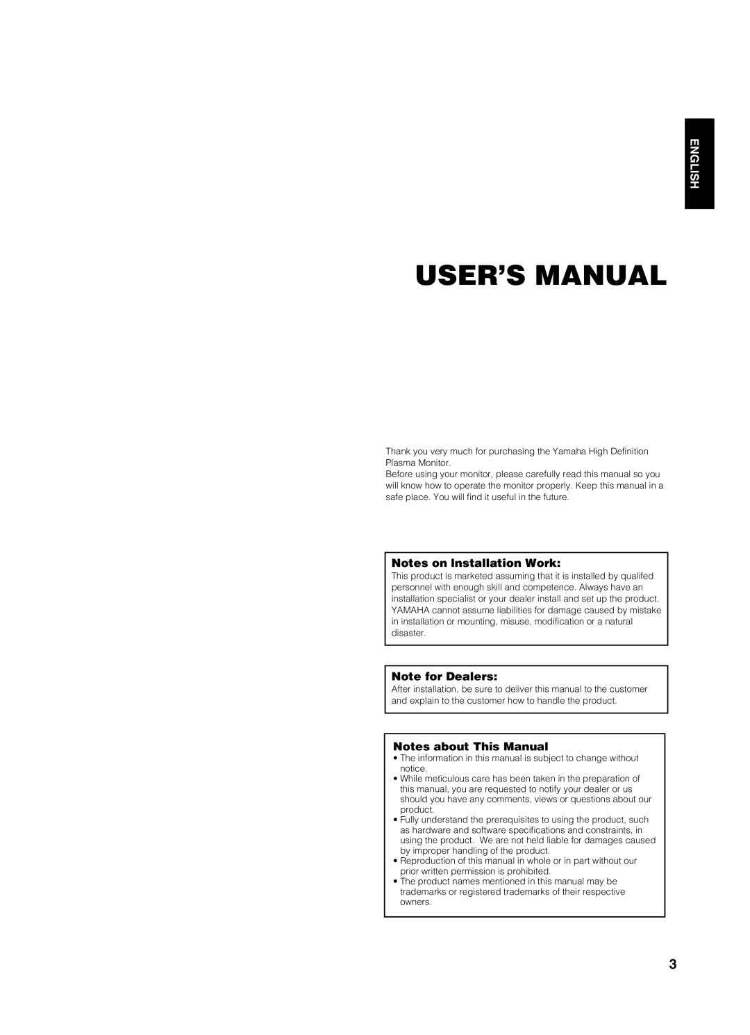 Yamaha pdm-4210 user manual USER’S Manual 