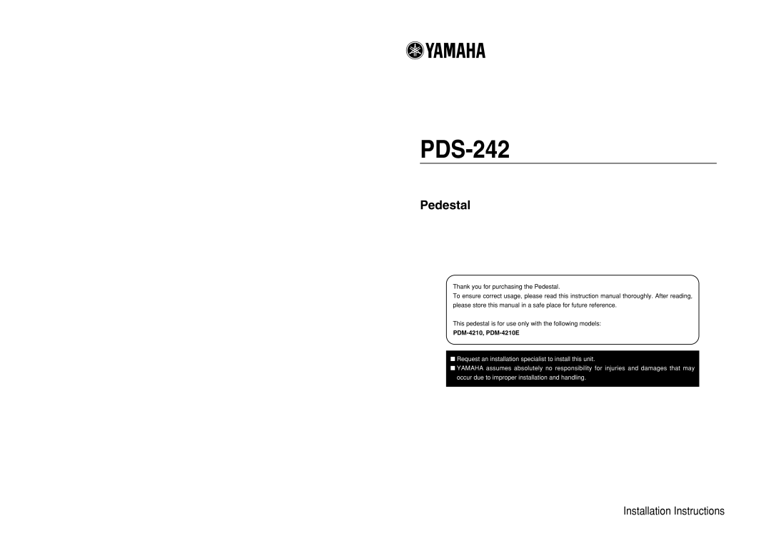 Yamaha pdm-4210 user manual PDS-242, PDM-4210, PDM-4210E 