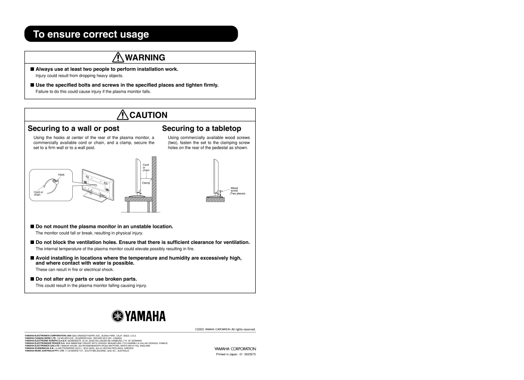 Yamaha pdm-4210 user manual To ensure correct usage 