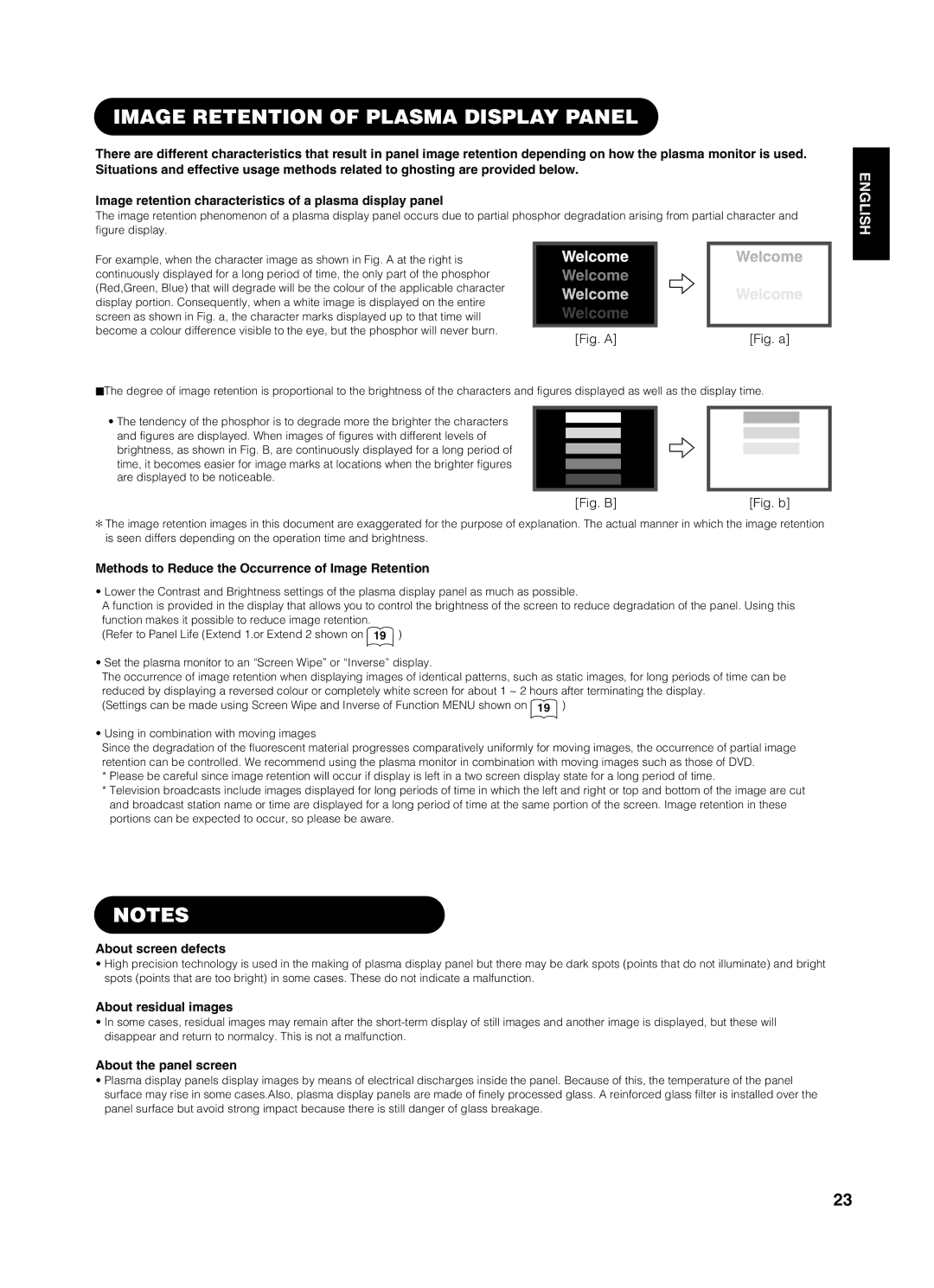 Yamaha PDM-4210E user manual Image Retention of Plasma Display Panel, Methods to Reduce the Occurrence of Image Retention 