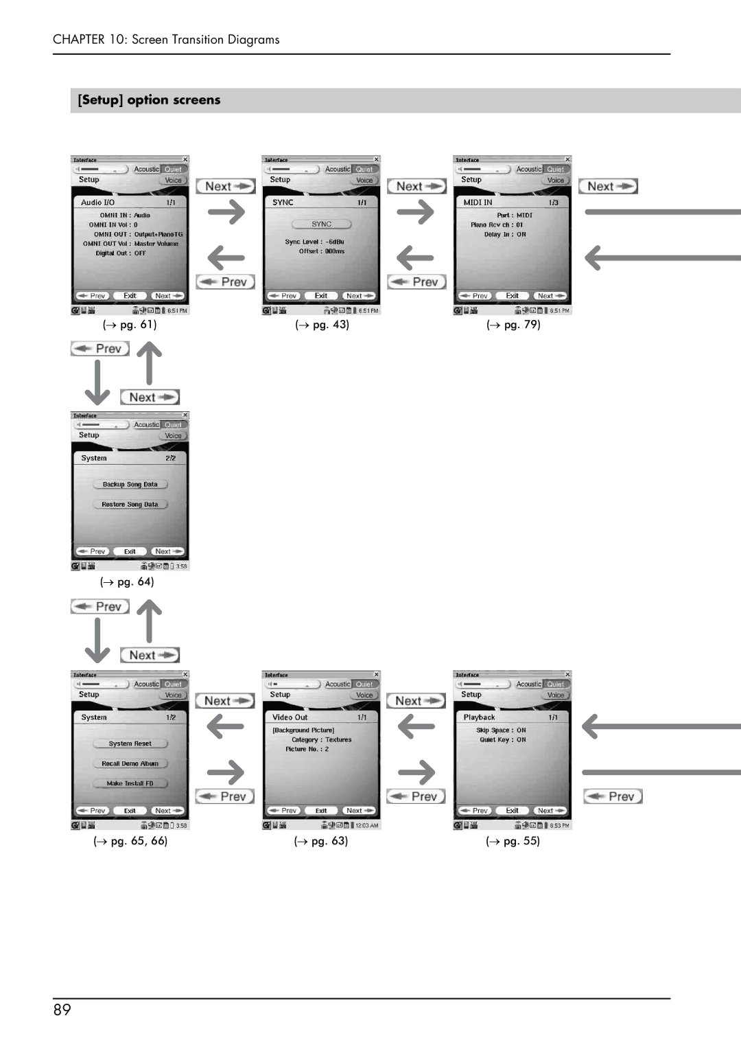 Yamaha piano manual Setup option screens 