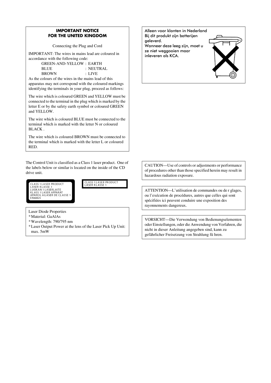 Yamaha piano manual Important Notice For the United Kingdom 