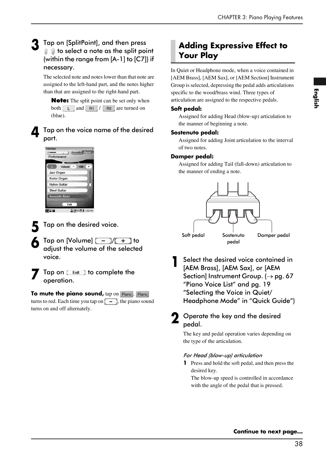 Yamaha piano manual Adding Expressive Effect to Your Play, Tappart.on the voice name of the desired, To complete 