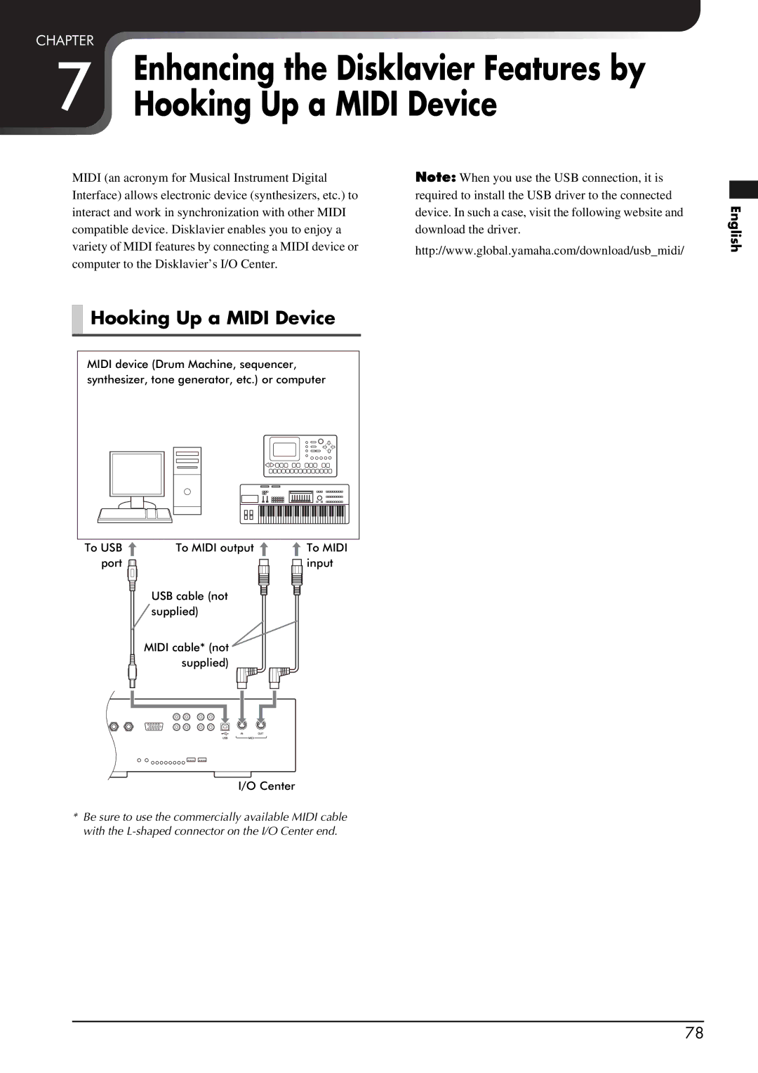 Yamaha piano manual Hooking Up a Midi Device 