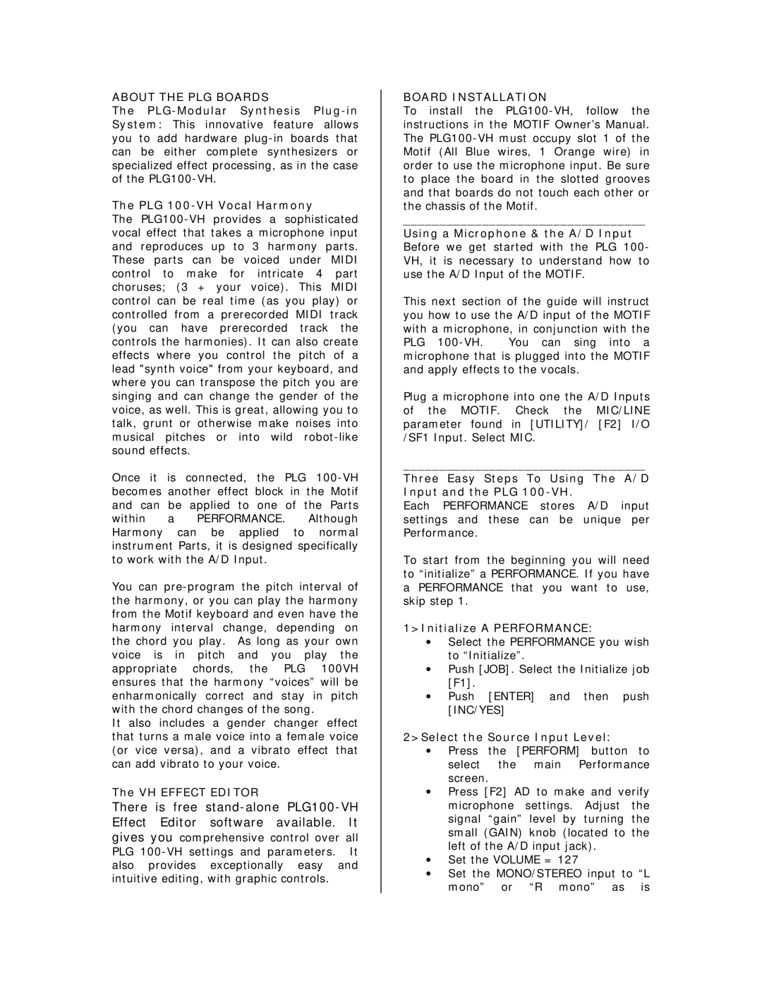 Yamaha PLG100 - VH, Motif and the Modular Synthesis Plug-In System owner manual About the PLG Boards, Board Installation 