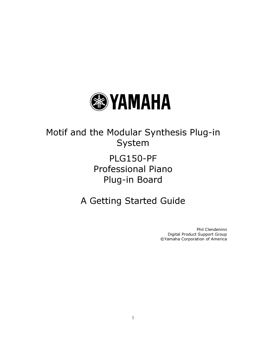 Yamaha PLG150-PF manual 