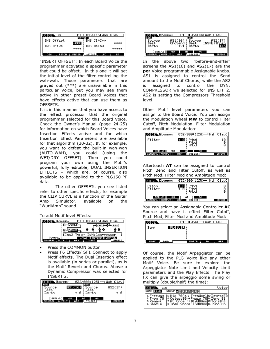 Yamaha PLG150-PF manual Offsets 