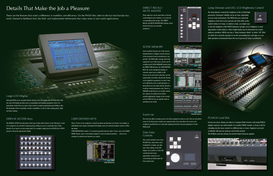 Yamaha Digital Mixing Console, PM5D manual Details That Make the Job a Pleasure, Direct Recall Mute Master 